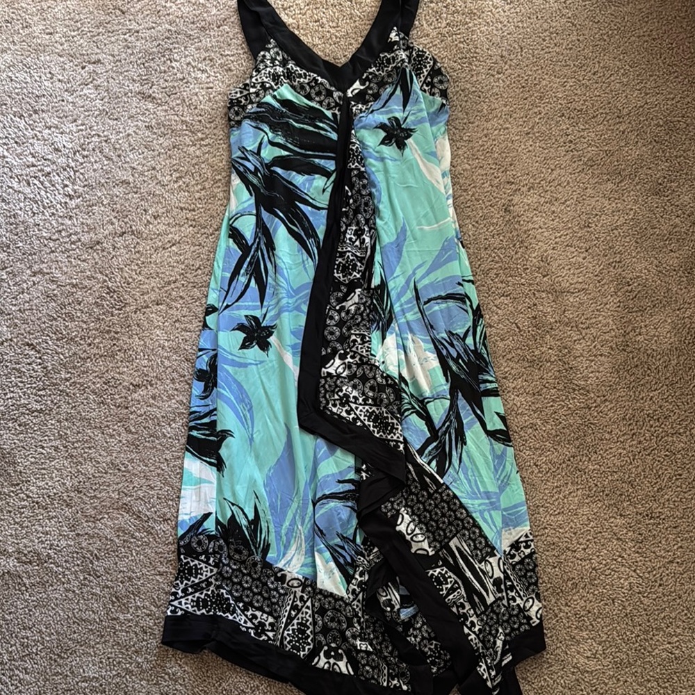 Style & Co. Blue and Black Ruched V-Neck Sundress
